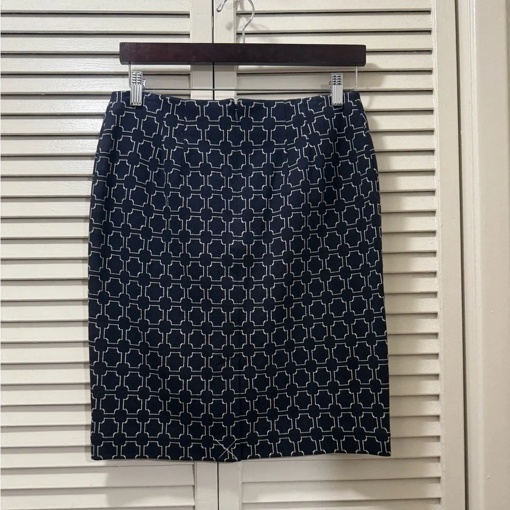 Talbots Women's Pencil Jacquard Skirt Navy